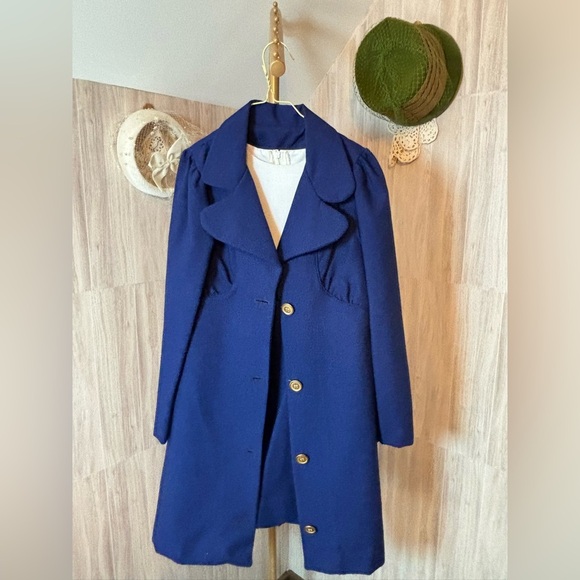 Peaches N Cream Vintage Elegant Blue Girls Dress & Coat - Picture 10 of 10